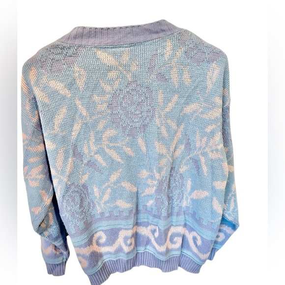 Cozy Cabin Creek Vintage Cardigan V Neck Button Up Blue & Pink Medium 90s - Picture 4 of 8